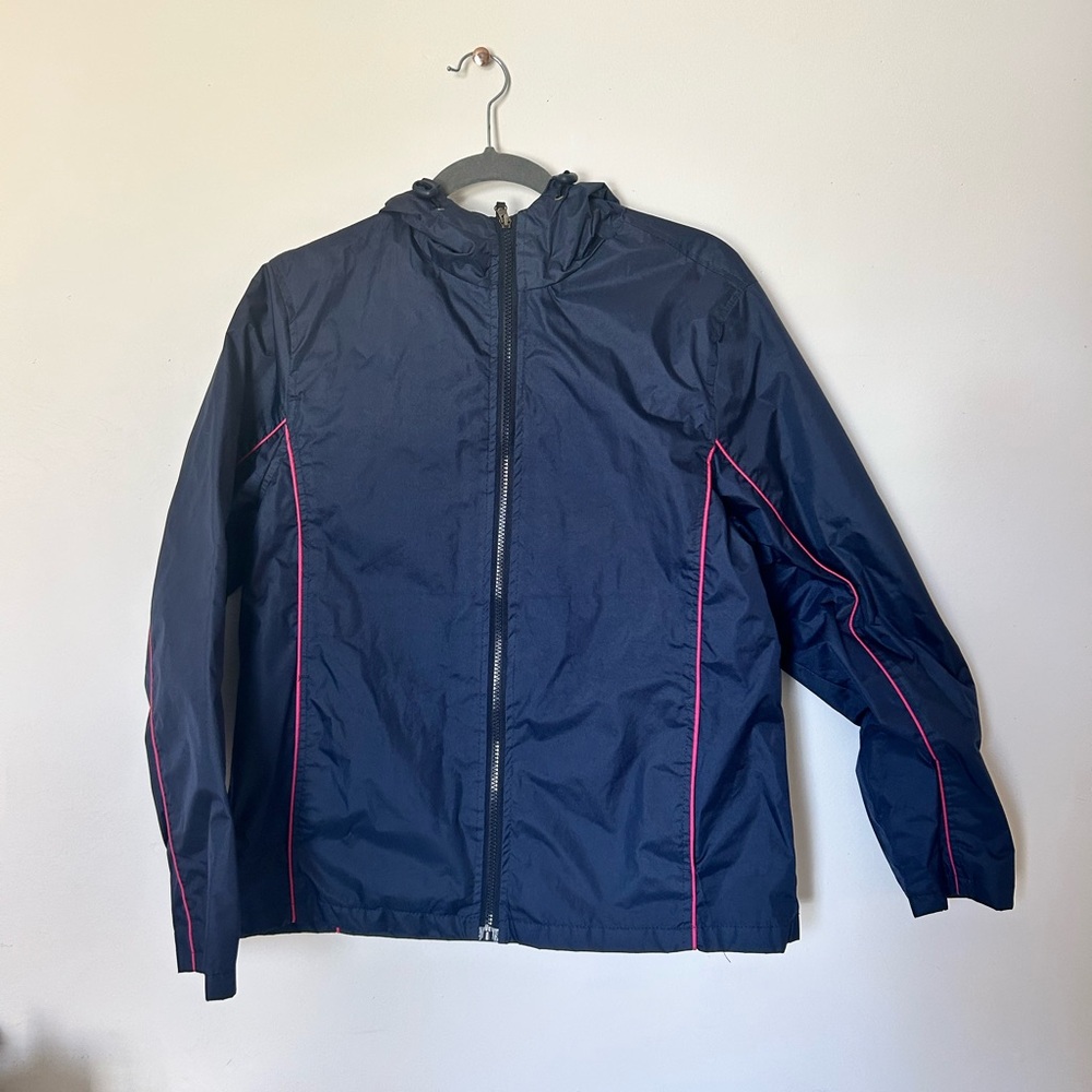 I5 Apparel Navy & Pink Hooded Windbreaker Jacket